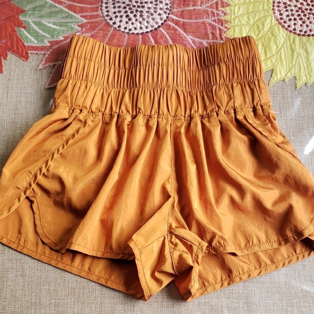Free People Movement Women's Orange Wide Elastic Waist Shorts Size XS